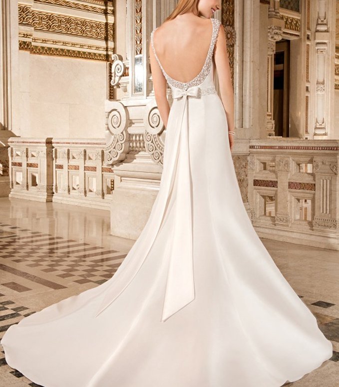 Square Neck Sleeveless A-Line Court Train Wedding Dress