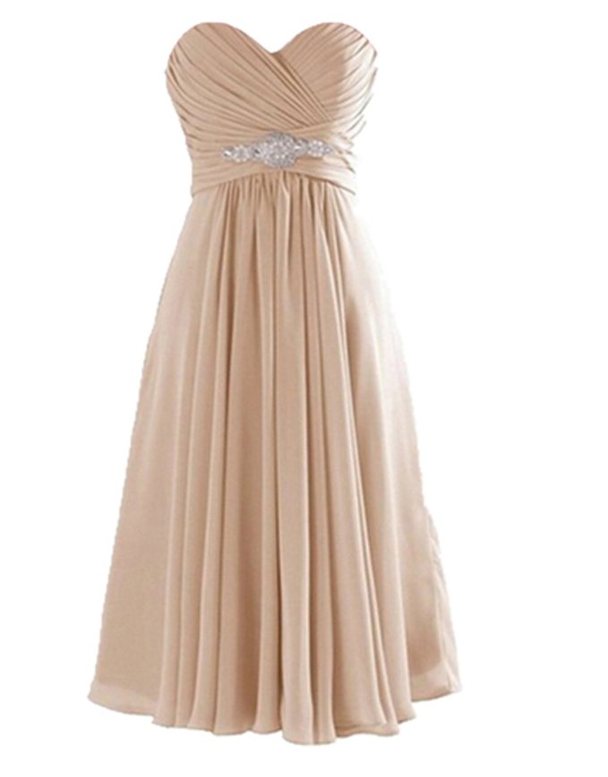 Short Chiffon Pleated A-line Bridesmaid Dress Showcases Ruched Sweetheart Bodice With Crystal Embellishment